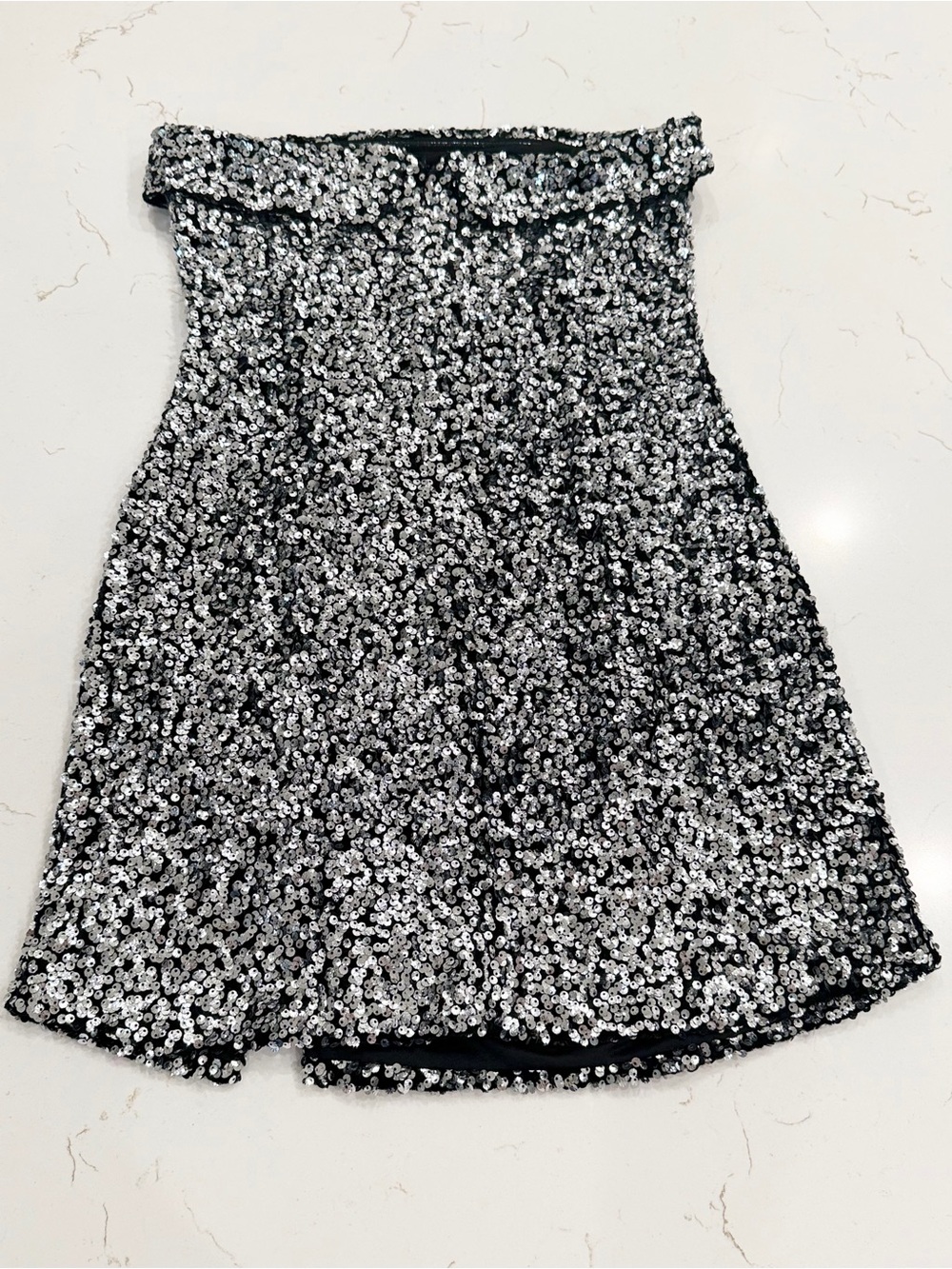 White Birch Silver Sequin Strapless Mini Dress Homecoming - Picture 7 of 8